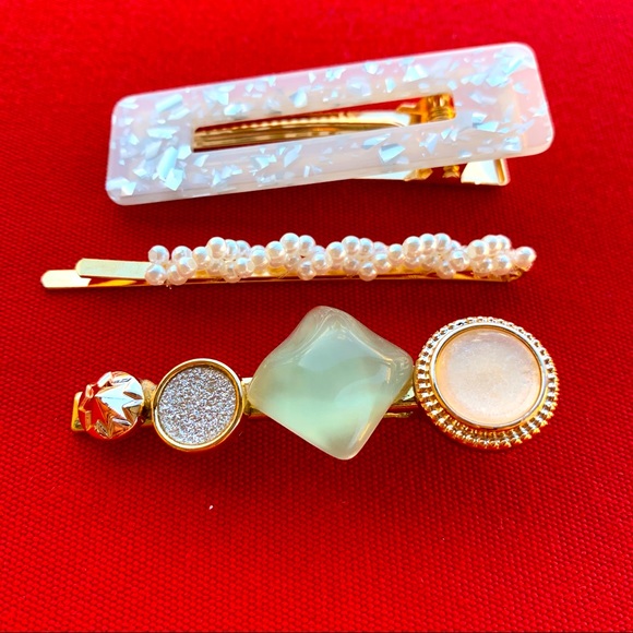 Delilah 3 PC MINT Hairpins Barrettes - Picture 2 of 4